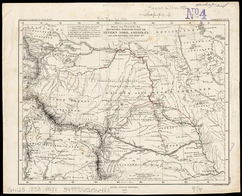 Karte zur übersicht der neuesten forschungen im innern Nord-Amerika's bis zum ostrande der Rocky Mts
