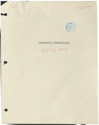 Reading Copy of Speech by President Harry S. Truman at Johnstown, Pennsylvania