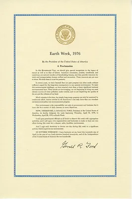 President Gerald R. Ford's Proclamation for Earth Week 1976