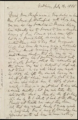 Letter from Richard Davis Webb, Dublin, [Ireland], to Maria Weston Chapman, July 29, 1865