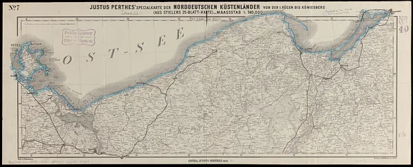 Justus Perthes' specialkarte der norddeutschen küstenländer von der I. Rügen bis Königsberg
