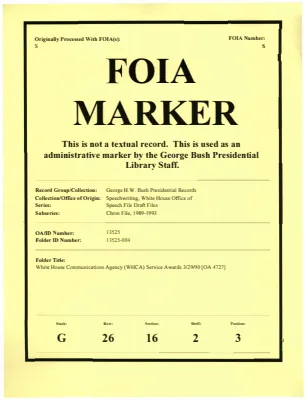 White House Communications Agency (WHCA) Service Awards 3/29/90 [OA 4727]