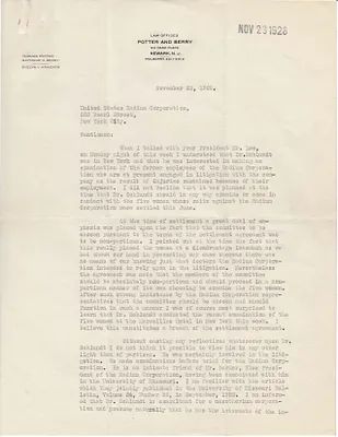 Letters Received, November 23, 1928