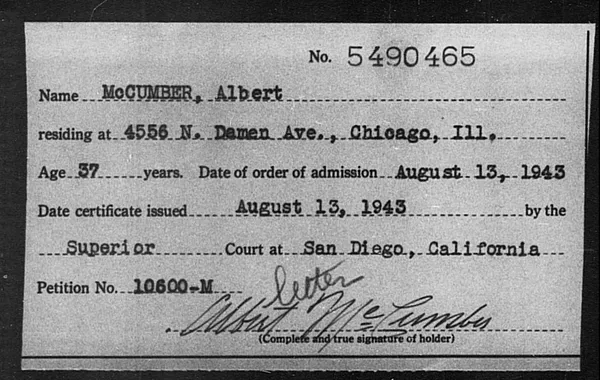 McCumber, Albert - 1943