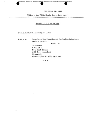 Pool for Friday, January 24, 1975 [Pool Assignments]