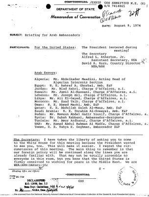 August 9, 1974 - Ford, Kissinger, Arab Envoys