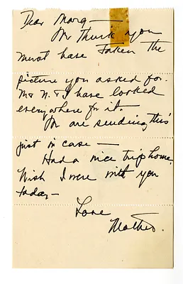 Note from Bess W. Truman to Margaret Truman