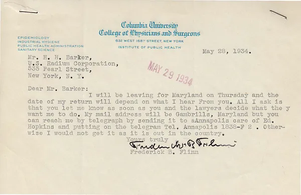 Letters Received to H.H. Barker, May 28, 1934