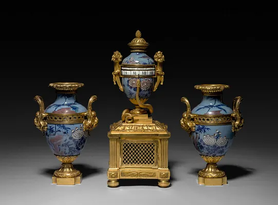 Garniture Set (one clock and 2 vases)