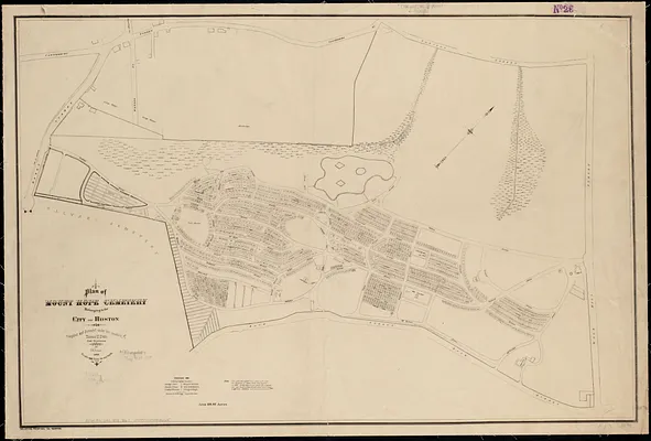 Plan of Mount Hope Cemetery belonging to the City of Boston