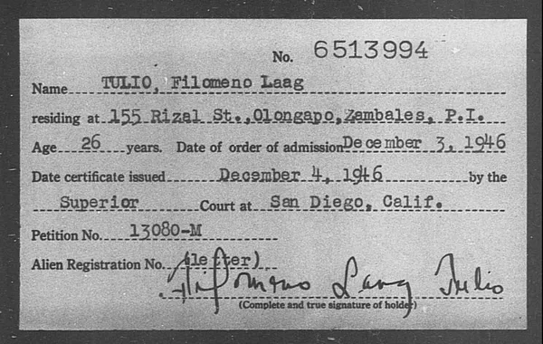 Tulio, Filomeno Laag - 1946