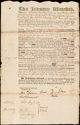 Mary Morris indentured to apprentice with Sarah Dawes of Boston, 4 May 1770