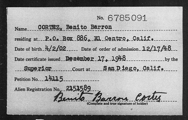 Cortez, Benito Barron - 1948