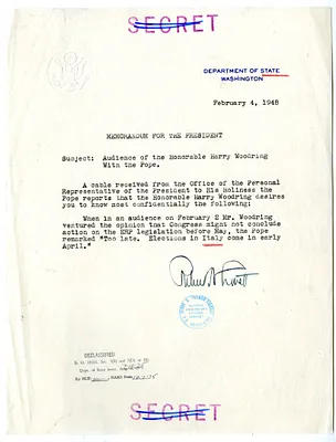 Memorandum from Robert Lovett to President Harry S. Truman