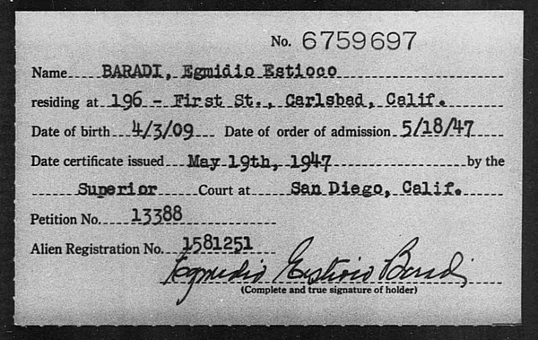 Baradi, Egmidio Estioco - 1947