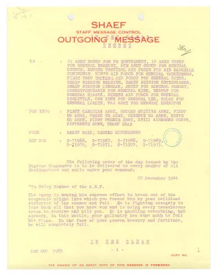 Outgoing Message to Every Member of the Allied Expeditionary Force