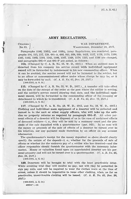 Memorandum, Army Regulations, Changes Number 65, from Major General John Biddle