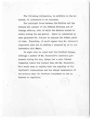 Memorandum Regarding India
