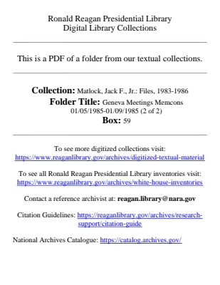 Geneva Meetings Memcons 01/05/1985-1/09/1985 (2)