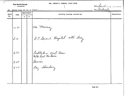 Lady Bird Johnson's Daily Diary Entry, 12/11/1963