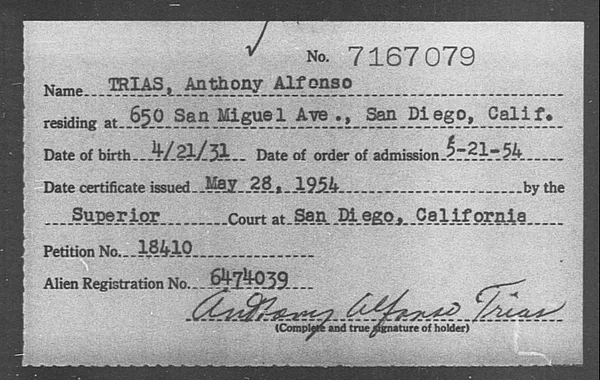 Trias, Anthony Alfonso - 1954