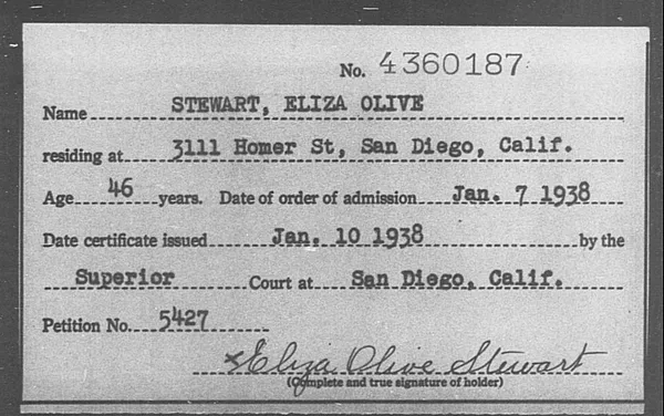 Stewart, Eliza Olive - 1938