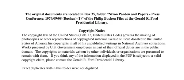 Nixon Pardon and Papers - Press Conference,1974/09/08 (Buchen) (1)