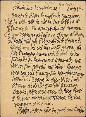 Luigi Bertoni autographed letter signed to Bartolomeo Vanzetti, Geneva, 2 May 1927