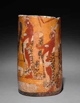 Cylindrical Vessel with Palace Scene