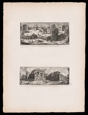 Veduta degli avanzi delle Terme Diocleziane e Massimiane, colla odierna Chiesa, e Monastero de' P.P. Certosini, fabbricata fra gli stessi avanzi: l'una indicata colla lettera A, l'altro colla B