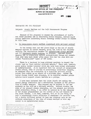 Memorandum from Frank Pace, Jr. to President Harry S. Truman