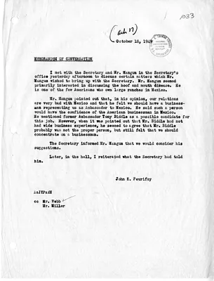 Memorandum of Conversation with Secretary  State Dean Acheson, Mr. Mangum, and John Peurifoy