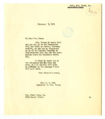 Letter from Edith Helm to Margaret (Mrs. Frank) Pace