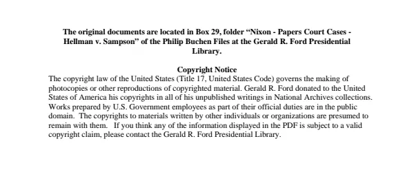 Nixon - Papers Court Cases - Hellman v. Sampson