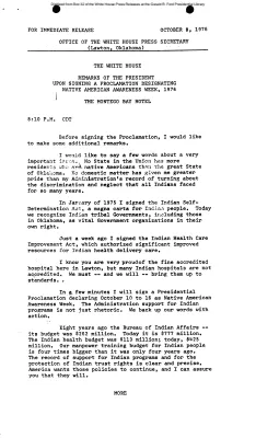Remarks of the President upon signing a proclamation designating Native American Awareness Week, 1976 [Ford Speech or Statement]