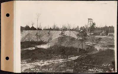 Contract No. 8, Sinking Shafts 6 and 7 for Wachusett-Coldbrook Tunnel, Rutland, muck pile, Shaft 7, Rutland, Mass., Jan. 5, 1928