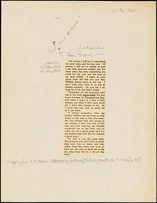 Nicola Sacco printed extract, [Dedham], 23 November 1923]
