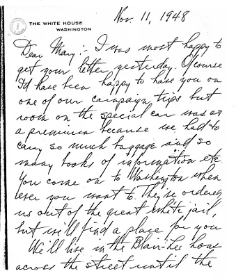 Letter from Harry S. Truman to Mary Jane Truman