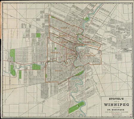 Stovel's map of Winnipeg, including St. Boniface and surrounding suburbs