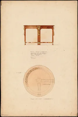 Round table in walnut