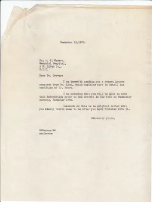 Letters Sent to L.F. Craver [Lloyd F. Craver], December 15, 1930