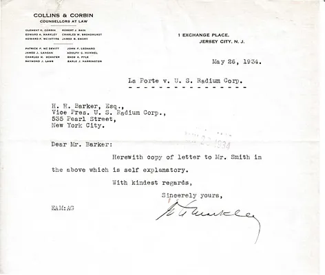 Letters Received to H.H. Barker, May 26, 1934