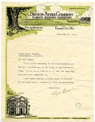 Letter from Bryson Ayres to Harry S. Truman