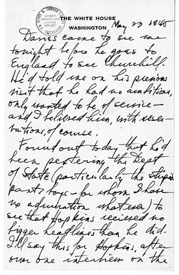 Longhand Note of President Harry S. Truman