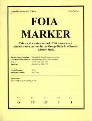 Passover Message / Ceremony 4/4/90 [OA 4425]