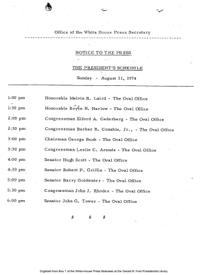 President's Schedule
