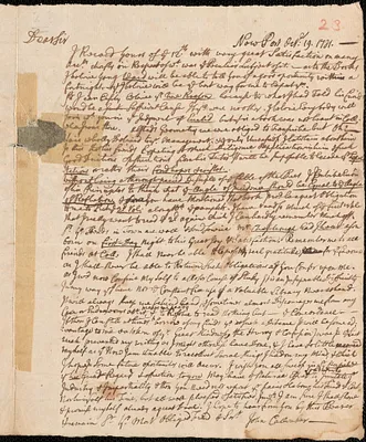 Letter from John Callender, Newport, to Nathan Prince, Cambridge, 1731 October 19