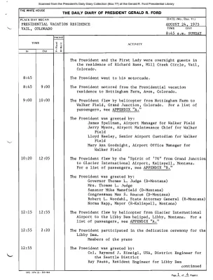 President Gerald R. Ford's Daily Diary, August 24, 1975