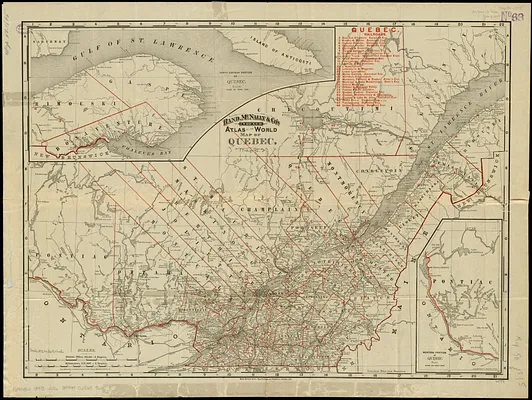 Rand, McNally & Co.'s indexed atlas of the world map of Quebec