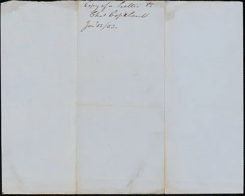 Copy of a letter from Samuel Warner to Charles Copeland, 13 January 1853